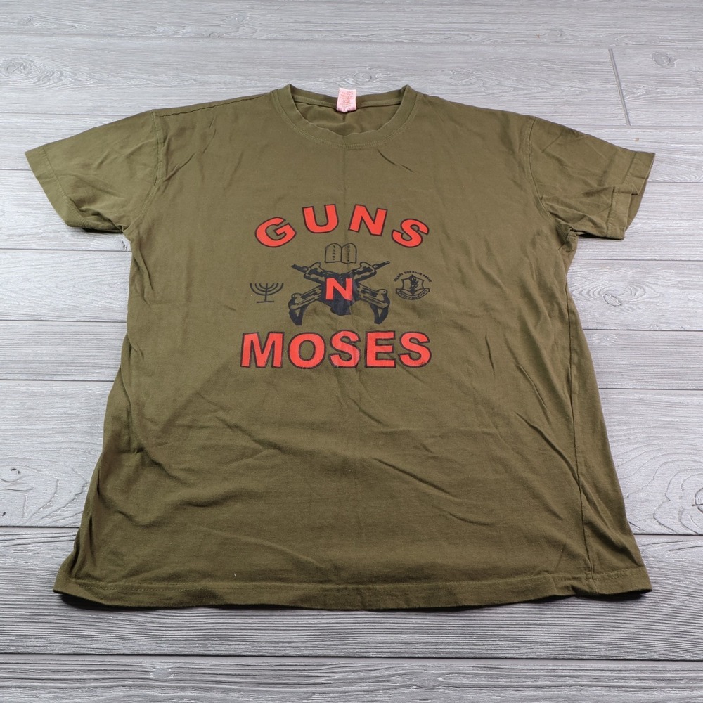 Vintage Guns N Moses IDF Israel Defense Forces Graphic Tee Men's XL Green
